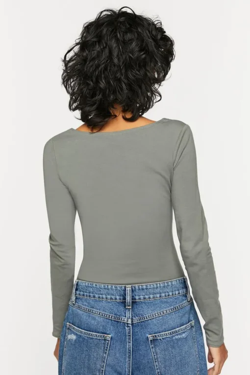 Scoop-Neck Long-Sleeve Bodysuit