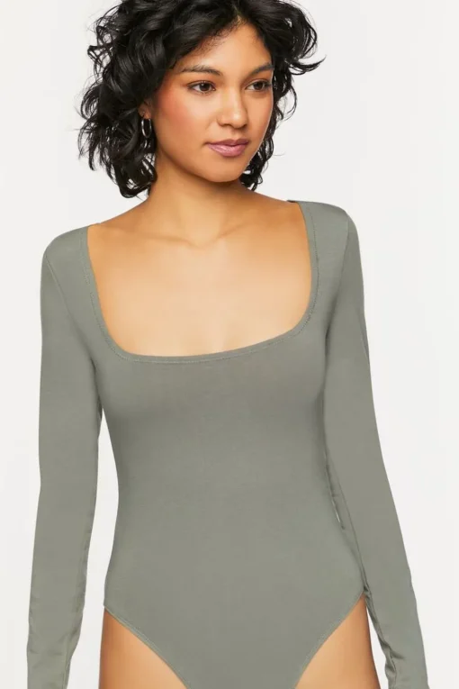 Scoop-Neck Long-Sleeve Bodysuit