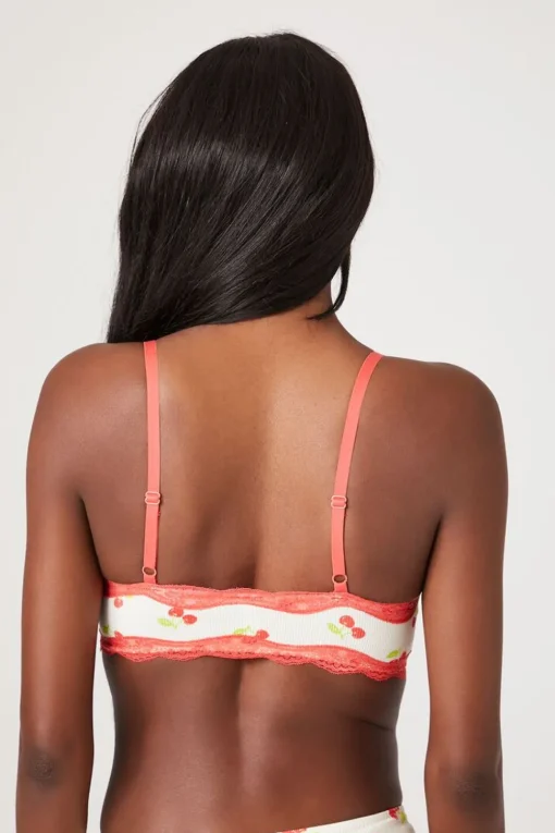Seamless Cherry Lace-Trim Bralette