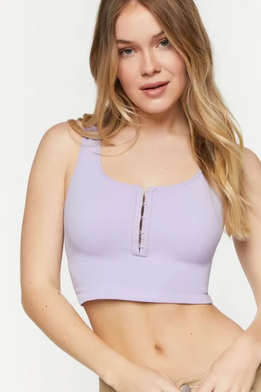 Seamless Hook-And-Eye Cropped Tank Top