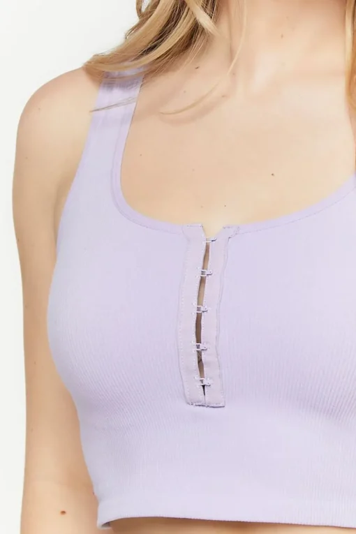 Seamless Hook-And-Eye Cropped Tank Top