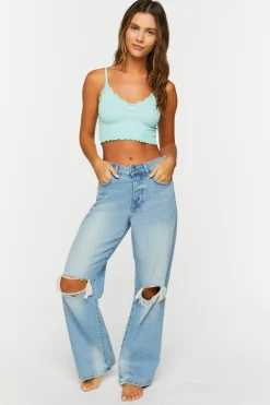 Seamless Lace-Trim Bralette