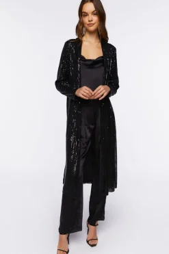 Sequin Open-Front Kimono