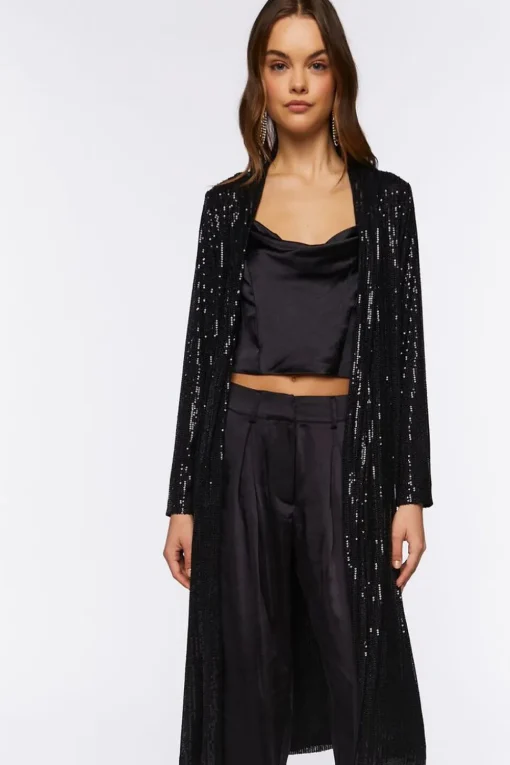 Sequin Open-Front Kimono