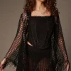 Sequin Open-Knit Fringe Kimono