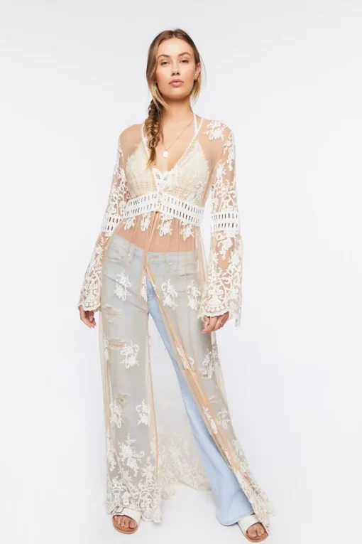 Sheer Crochet Lace Kimono