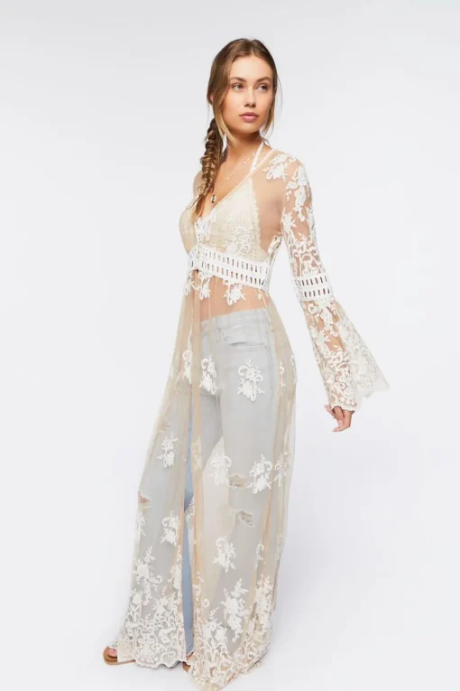 Sheer Crochet Lace Kimono