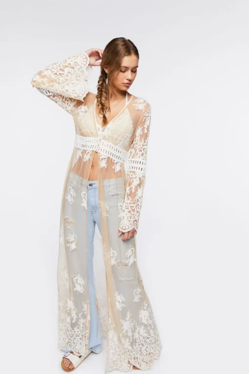Sheer Crochet Lace Kimono