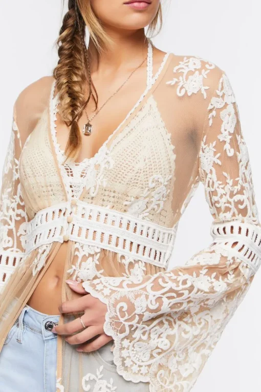 Sheer Crochet Lace Kimono