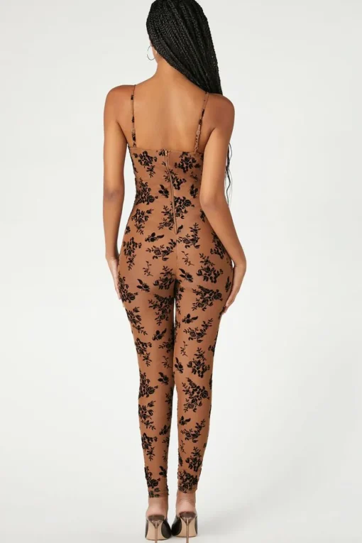 Sheer Floral Mesh Jumpsuit