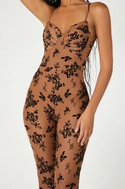 Sheer Floral Mesh Jumpsuit
