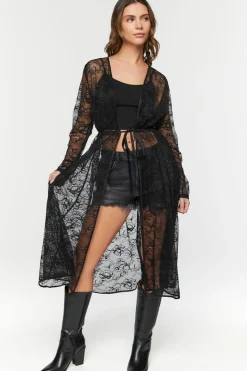 Sheer Lace Longline Jacket