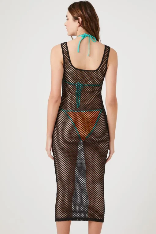 Sheer Netted Mesh Midi Dress