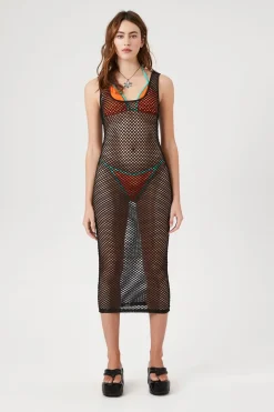 Sheer Netted Mesh Midi Dress