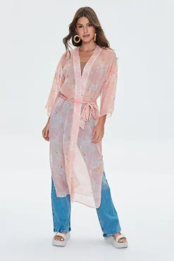 Sheer Seashell Print Kimono