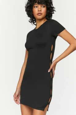 Short-Sleeve Cutout Mini Dress