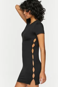 Short-Sleeve Cutout Mini Dress
