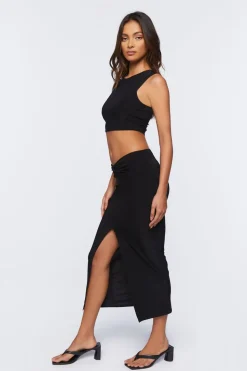 Slinky Crop Top & Midi Skirt Set