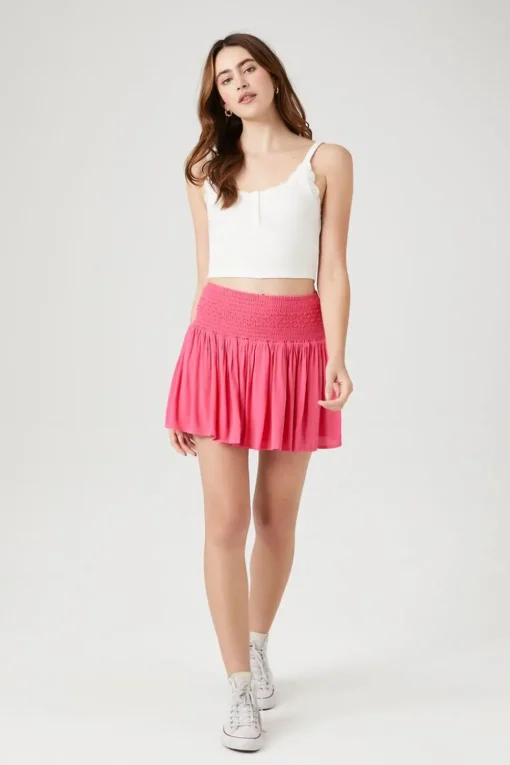 Smocked A-Line Mini Skirt