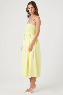 Smocked Poplin Midi Dress