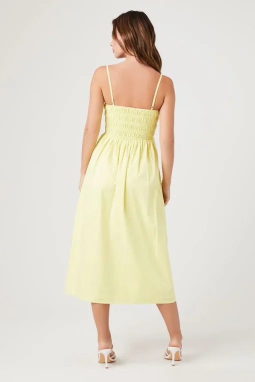 Smocked Poplin Midi Dress