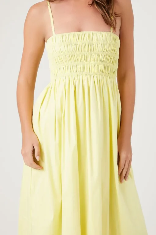 Smocked Poplin Midi Dress