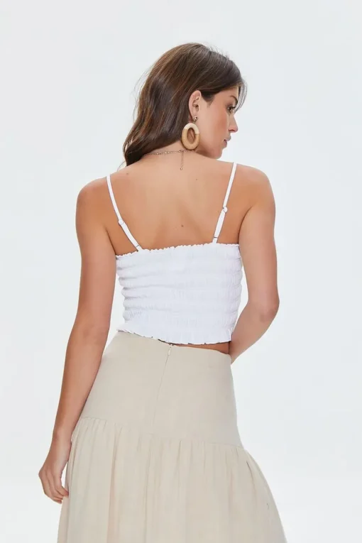 Smocked Ruffled Cropped Cami