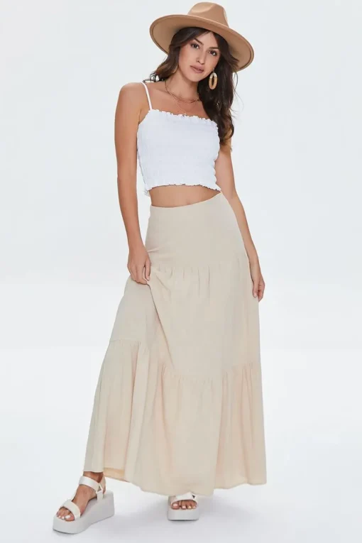 Smocked Ruffled Cropped Cami