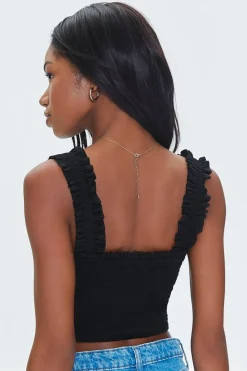 Smocked Ruffled Cropped Tank Top