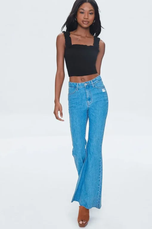 Smocked Ruffled Cropped Tank Top