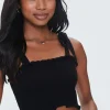 Smocked Ruffled Tie-Strap Crop Top