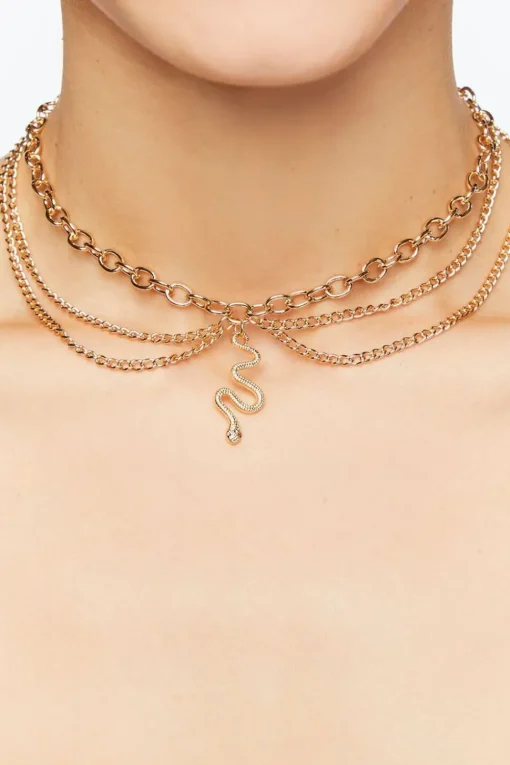Snake Pendant Choker Necklace