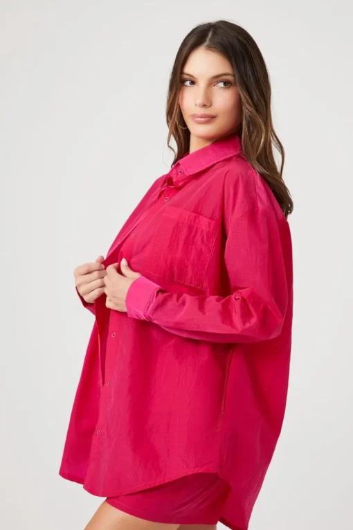 Snap Button-Front Shacket