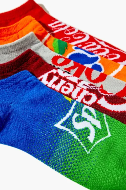 Soda Graphic Ankle Socks Set - 5 Pck