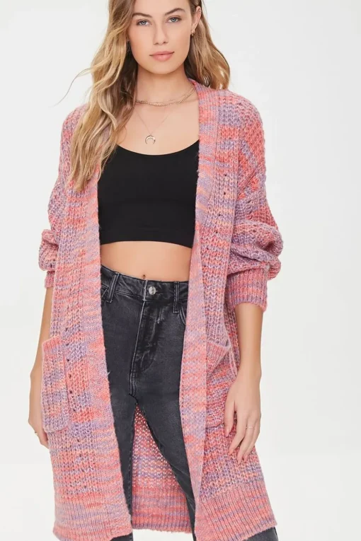 Space Dye Longline Cardigan Sweater