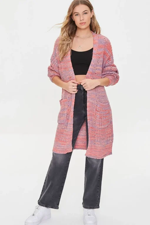 Space Dye Longline Cardigan Sweater