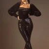 Split-Hem Glitter Pants