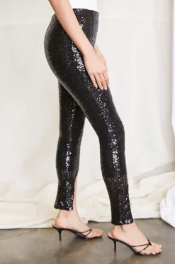 Split-Hem Glitter Pants