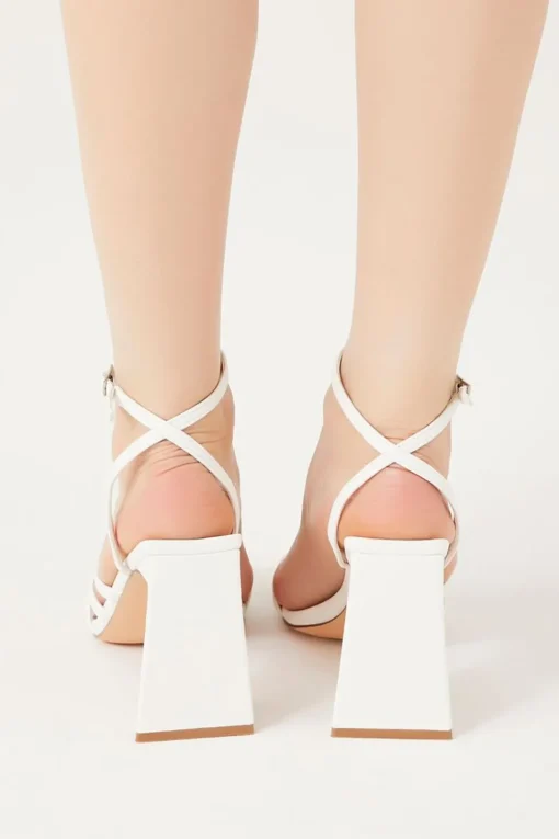 Strappy Square-Toe Flare Heels