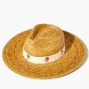 Strawberry-Trim Straw Fedora