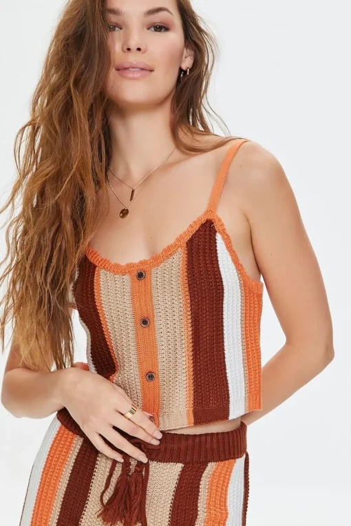 Striped Crochet Cami & Shorts Set