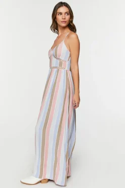 Striped Cutout Maxi Dress