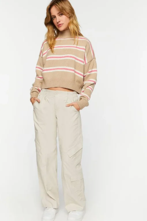 Striped Mock Neck Sweater