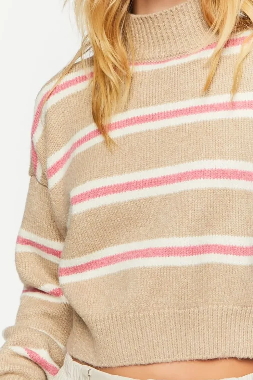 Striped Mock Neck Sweater