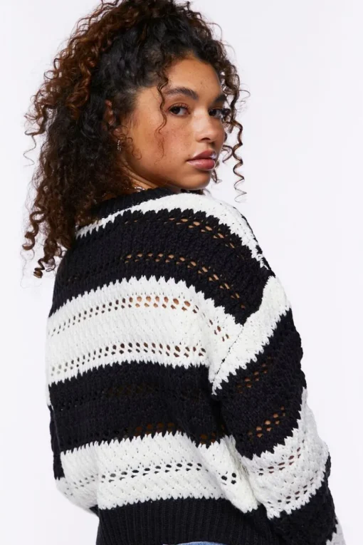 Striped Open-Knit Sweater