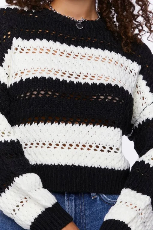 Striped Open-Knit Sweater