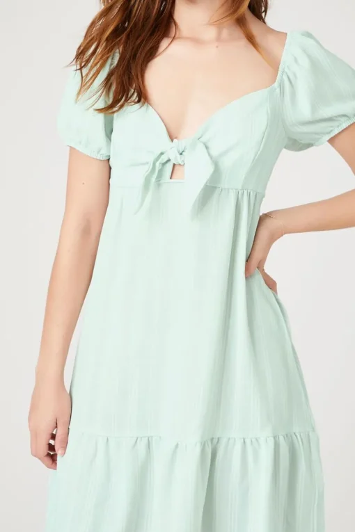 Striped Puff-Sleeve Mini Dress