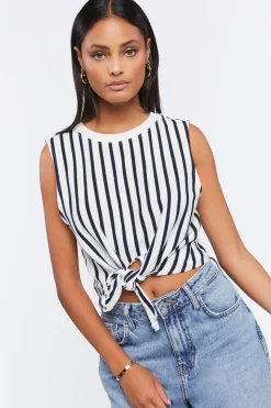 Striped Tie-Hem Crop Top