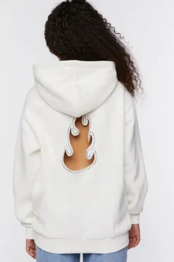 Studded Flame Cutout Hoodie
