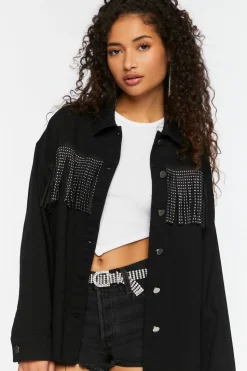 Studded Fringe Trucker Jacket